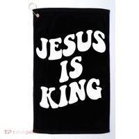 Jesus Is King Groovy Retro Christianity Golf Towel thumb 0