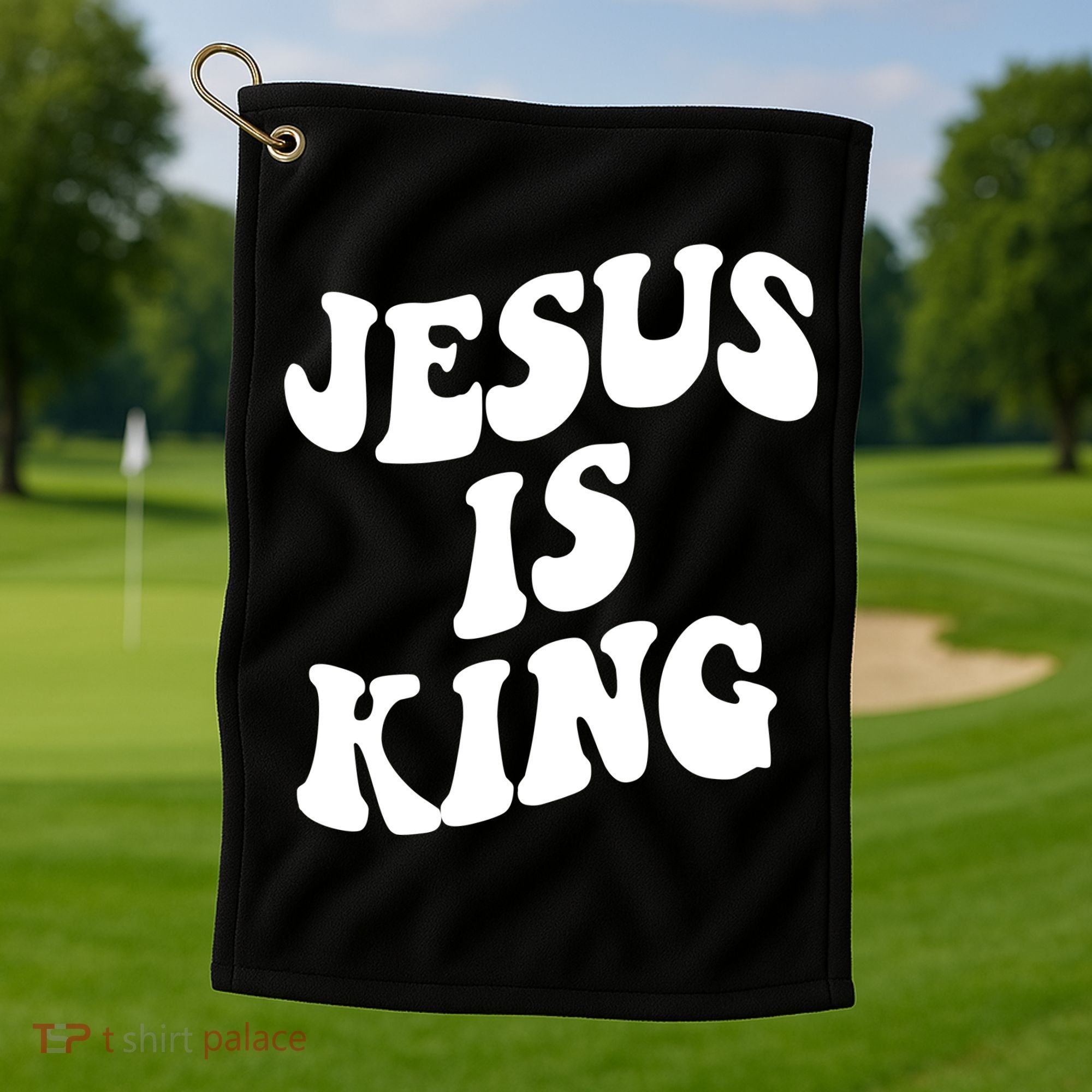 Jesus Is King Groovy Retro Christianity Golf Towel