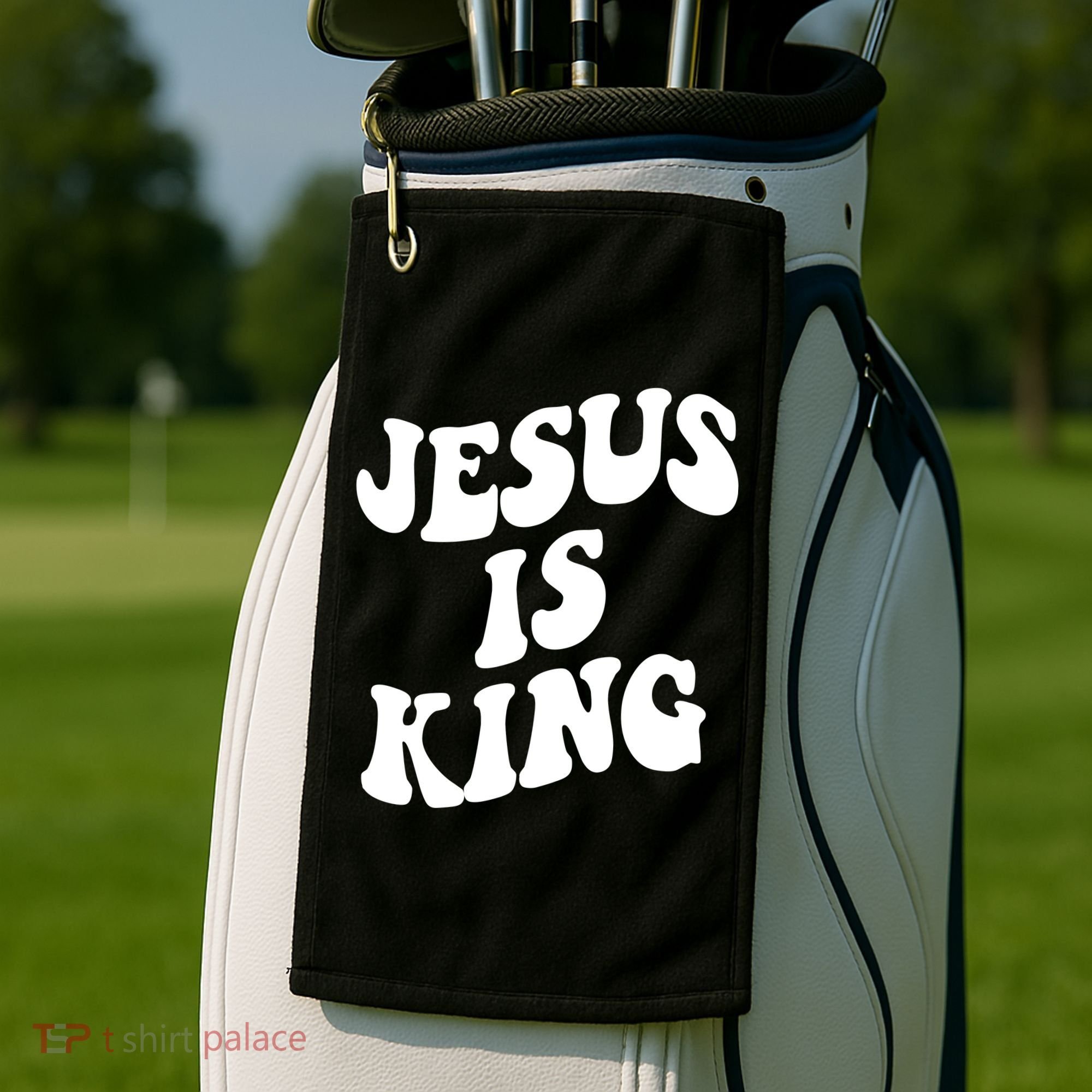 Jesus Is King Groovy Retro Christianity Golf Towel