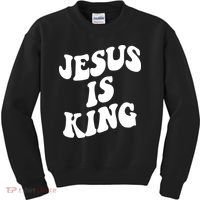 Jesus Is King Groovy Retro Christianity Kids Sweatshirt thumb 0