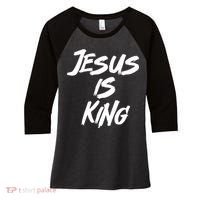 Jesus Is King Women's Tri-Blend 3/4-Sleeve Raglan Shirt thumb 0