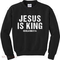 Jesus Is King Bible Scripture Quote Christian Kids Sweatshirt thumb 0