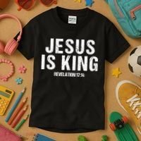 Jesus Is King Bible Scripture Quote Christian Kids T-Shirt thumb 3