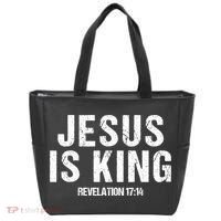 Jesus Is King Bible Scripture Quote Christian Tote Bag thumb 0