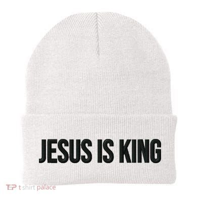 Jesus Is King Simple Christian Minimalist Embroidered Beanie