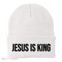 Jesus Is King Simple Christian Minimalist Embroidered Beanie thumb 0