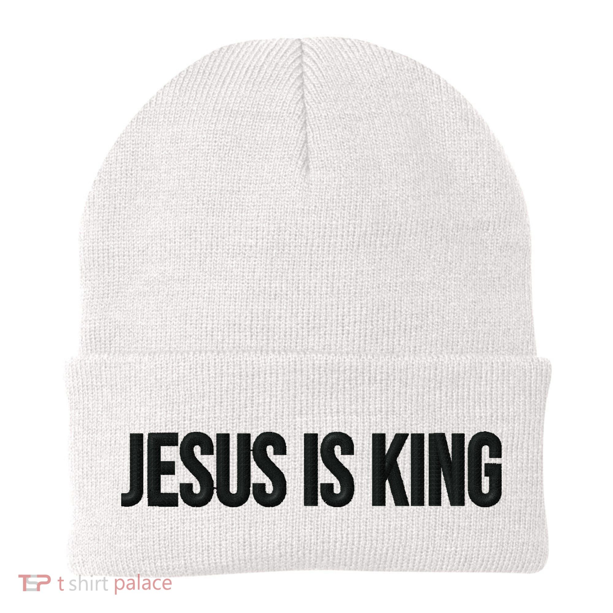 Jesus Is King Simple Christian Minimalist Embroidered Beanie