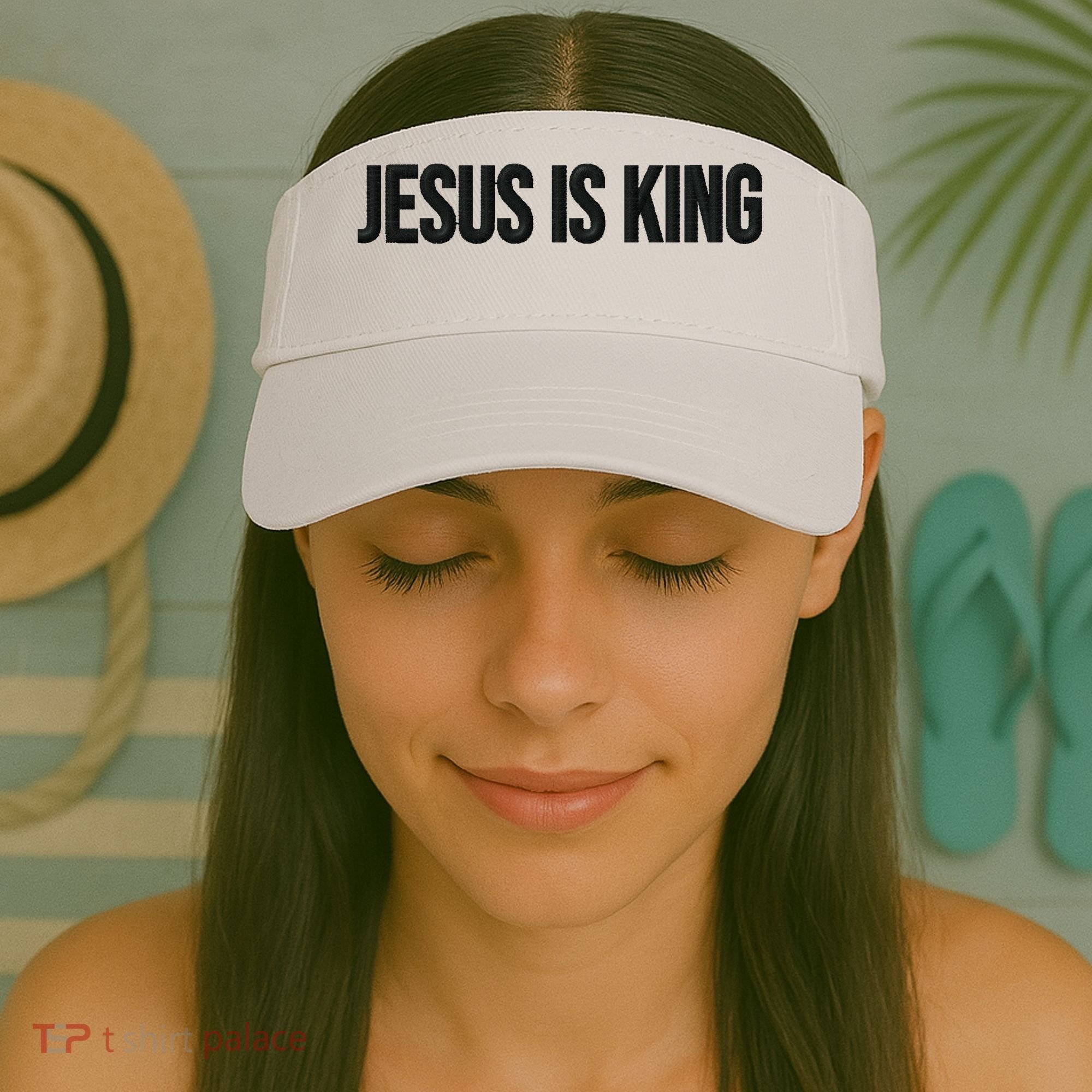 Jesus Is King Simple Christian Minimalist Embroidered Visor