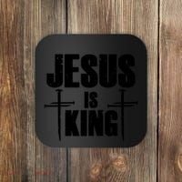 Jesus Is King 3 Nails Cross Christian Catholic Redeemed Collection Coaster thumb 0