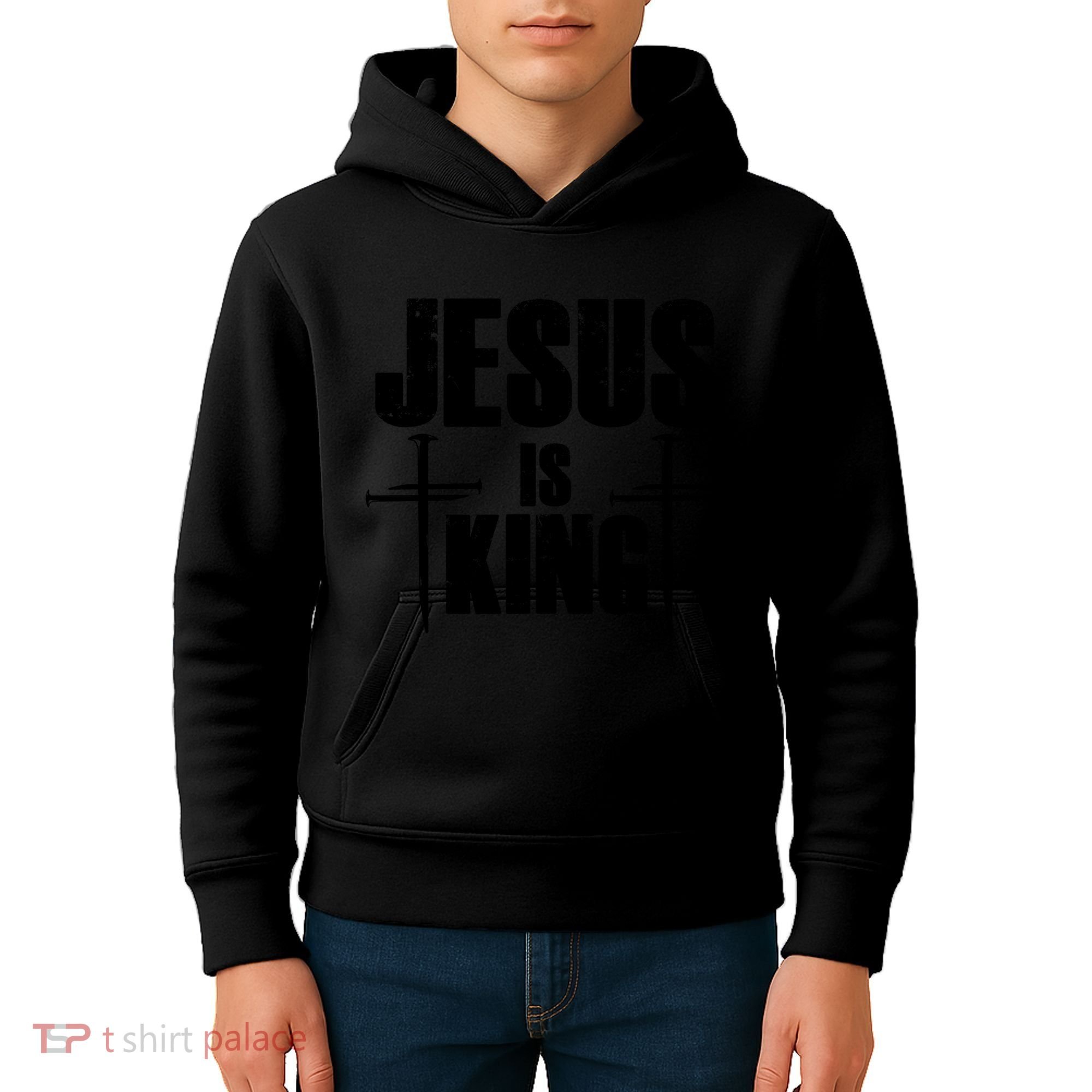 Jesus Is King 3 Nails Cross Christian Catholic Redeemed Collection Kids Hoodie