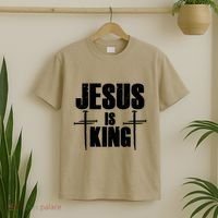 Jesus Is King 3 Nails Cross Christian Catholic Redeemed Collection T-Shirt thumb 2