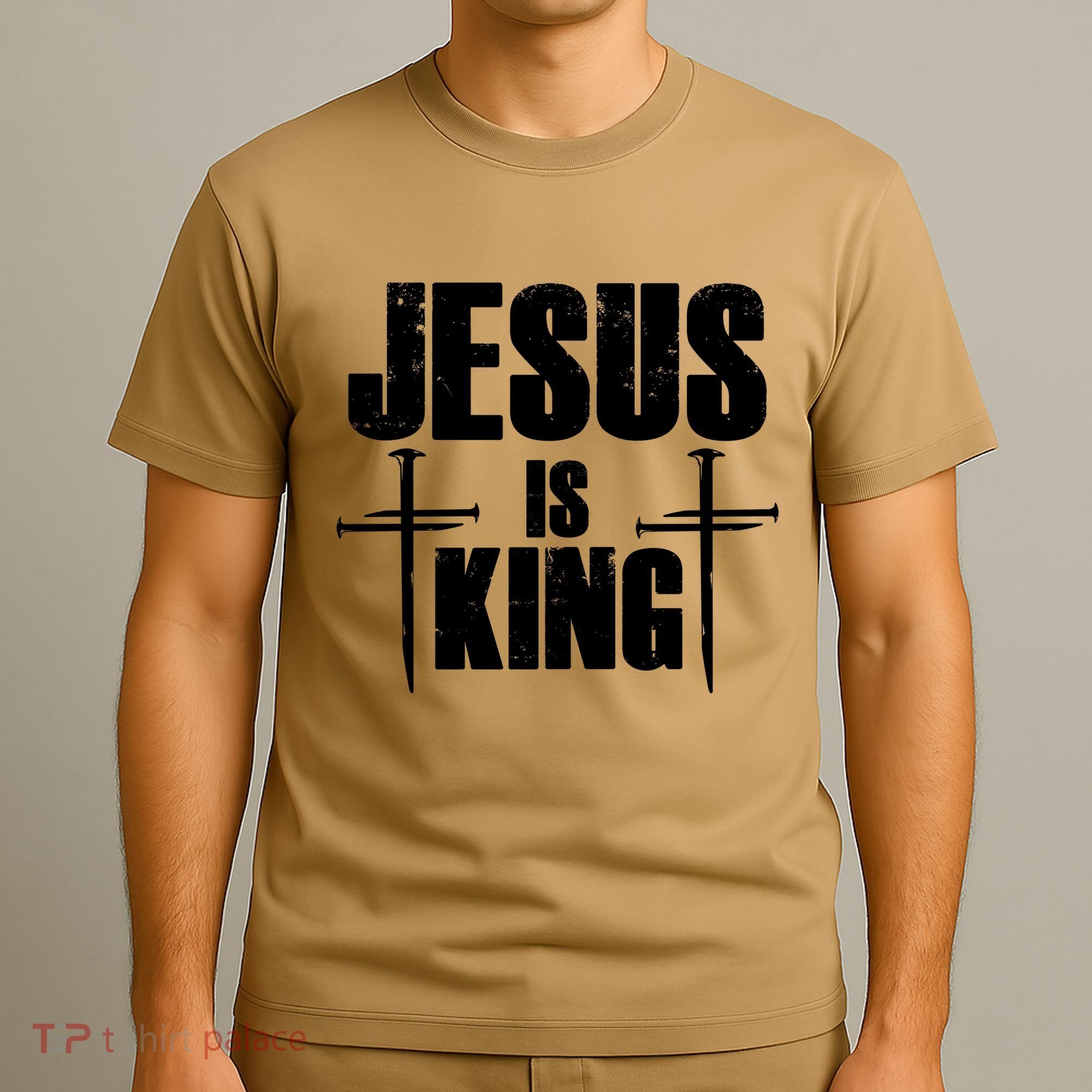 Jesus Is King 3 Nails Cross Christian Catholic Redeemed Collection T-Shirt