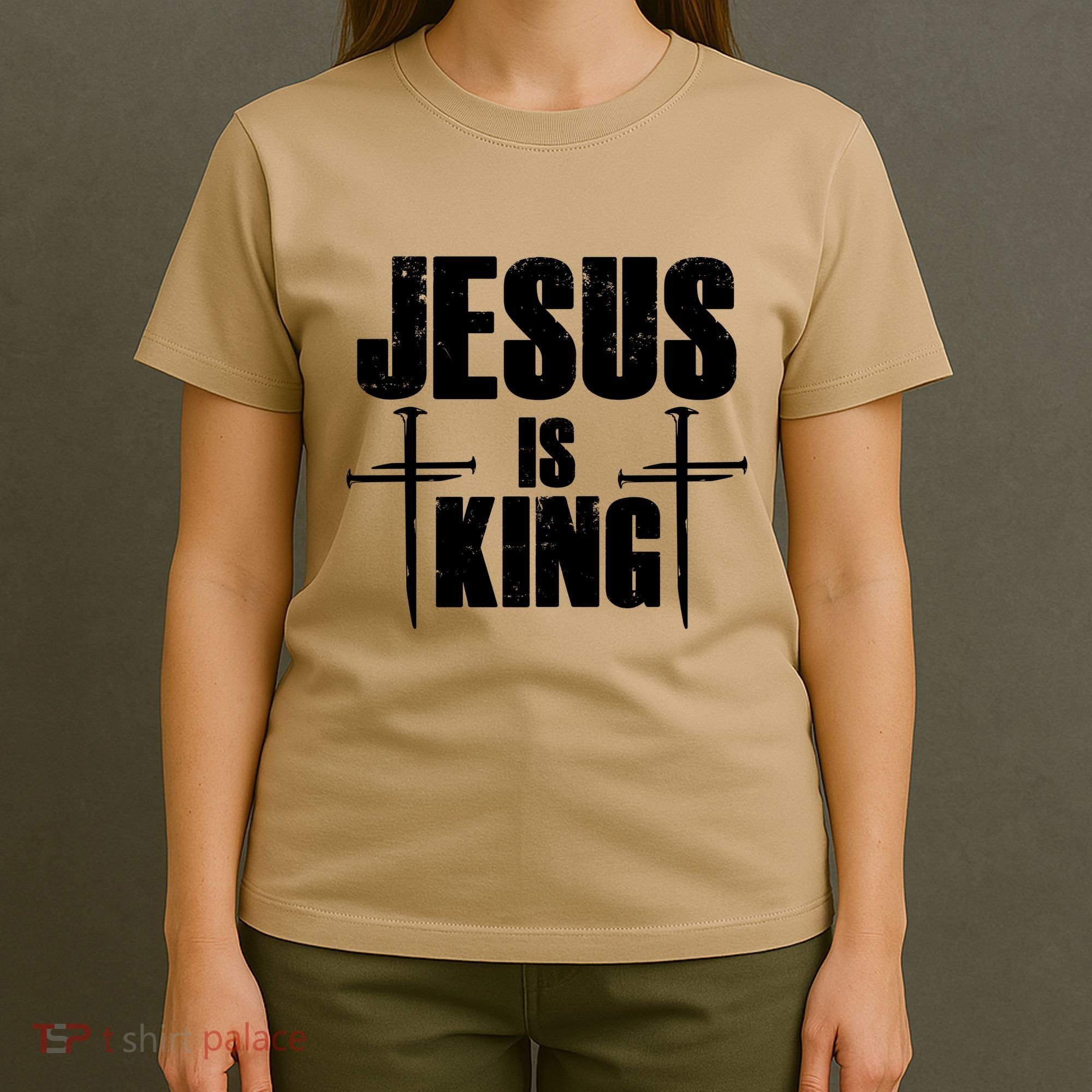 Jesus Is King 3 Nails Cross Christian Catholic Redeemed Collection T-Shirt
