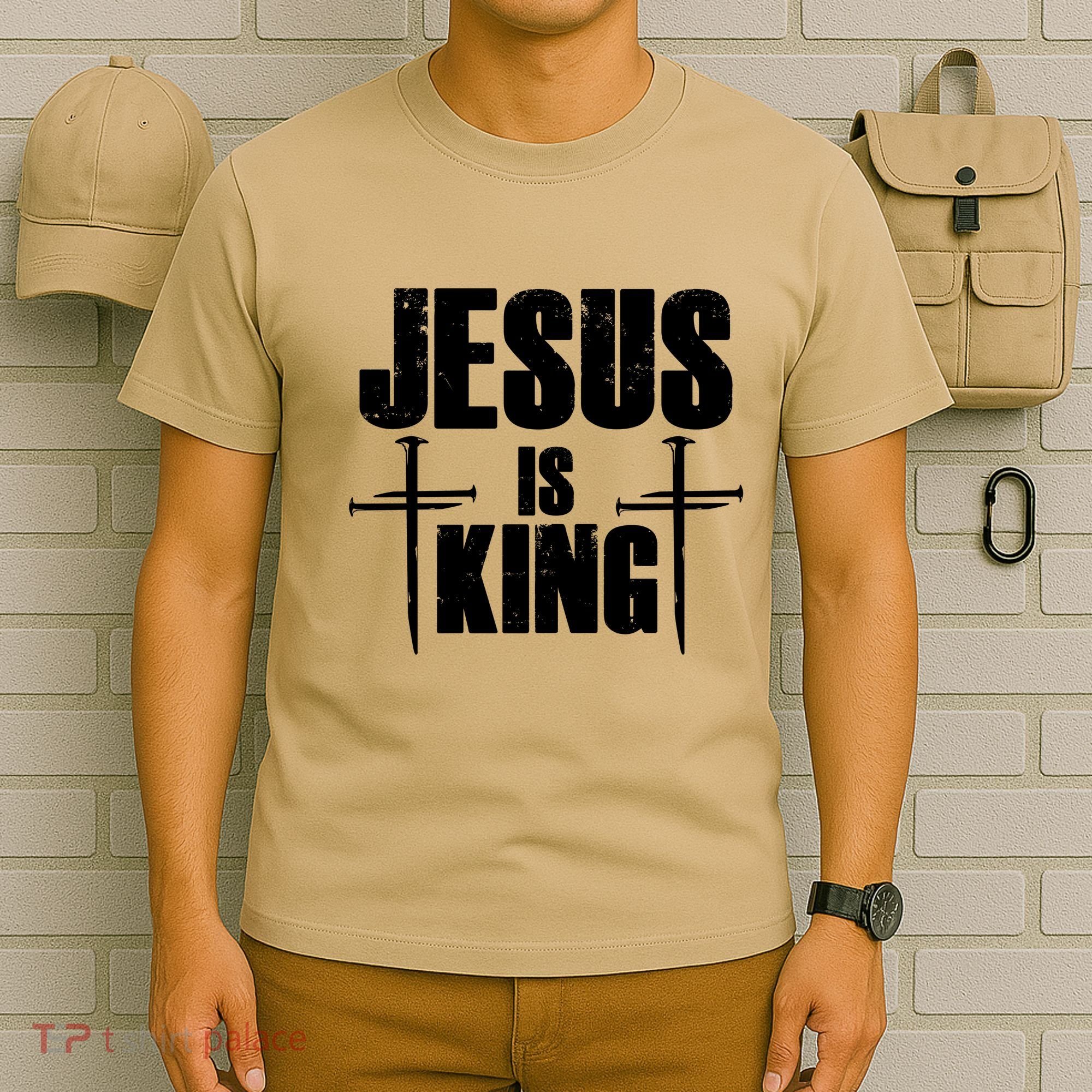 Jesus Is King 3 Nails Cross Christian Catholic Redeemed Collection T-Shirt