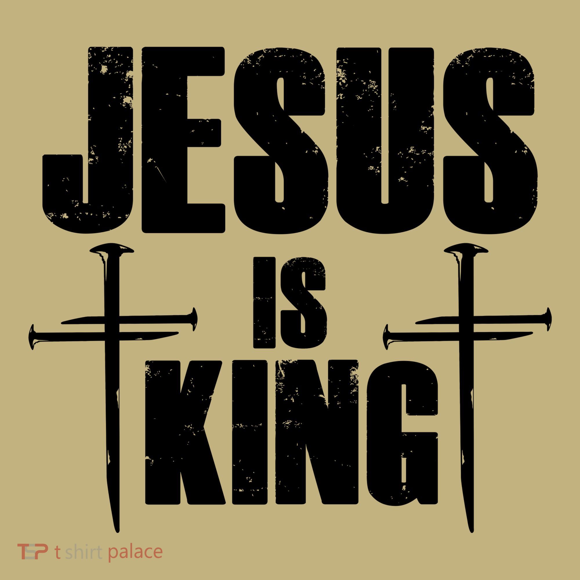 Jesus Is King 3 Nails Cross Christian Catholic Redeemed Collection Polo