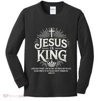Jesus Is King Christian John 146 Bible Verse Kids Long Sleeve Shirt thumb 0