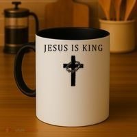 Jesus Is King Christian Religious Cross Faith Coffee Mug thumb 4