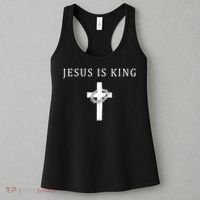 Jesus Is King Christian Religious Cross Faith Women's Tank Top thumb 3