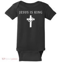 Jesus Is King Christian Religious Cross Faith Baby Bodysuit thumb 0