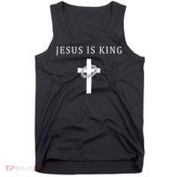 Jesus Is King Christian Religious Cross Faith Tank Top thumb 0