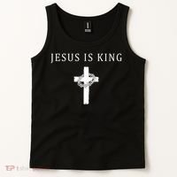 Jesus Is King Christian Religious Cross Faith Tank Top thumb 2