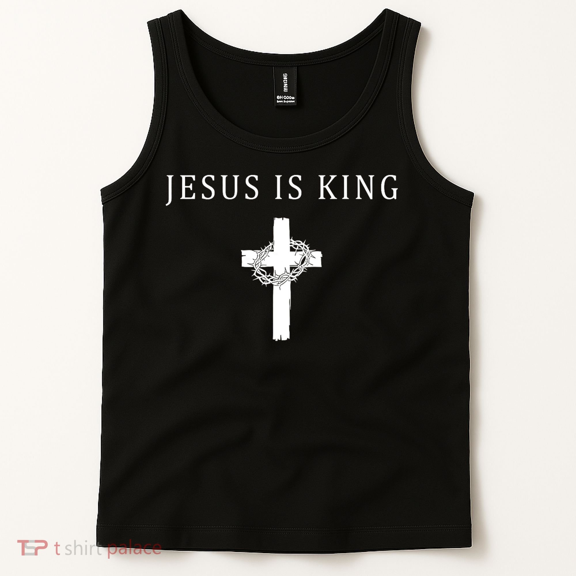 Jesus Is King Christian Religious Cross Faith Tank Top