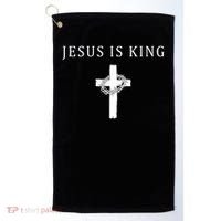 Jesus Is King Christian Religious Cross Faith Golf Towel thumb 0