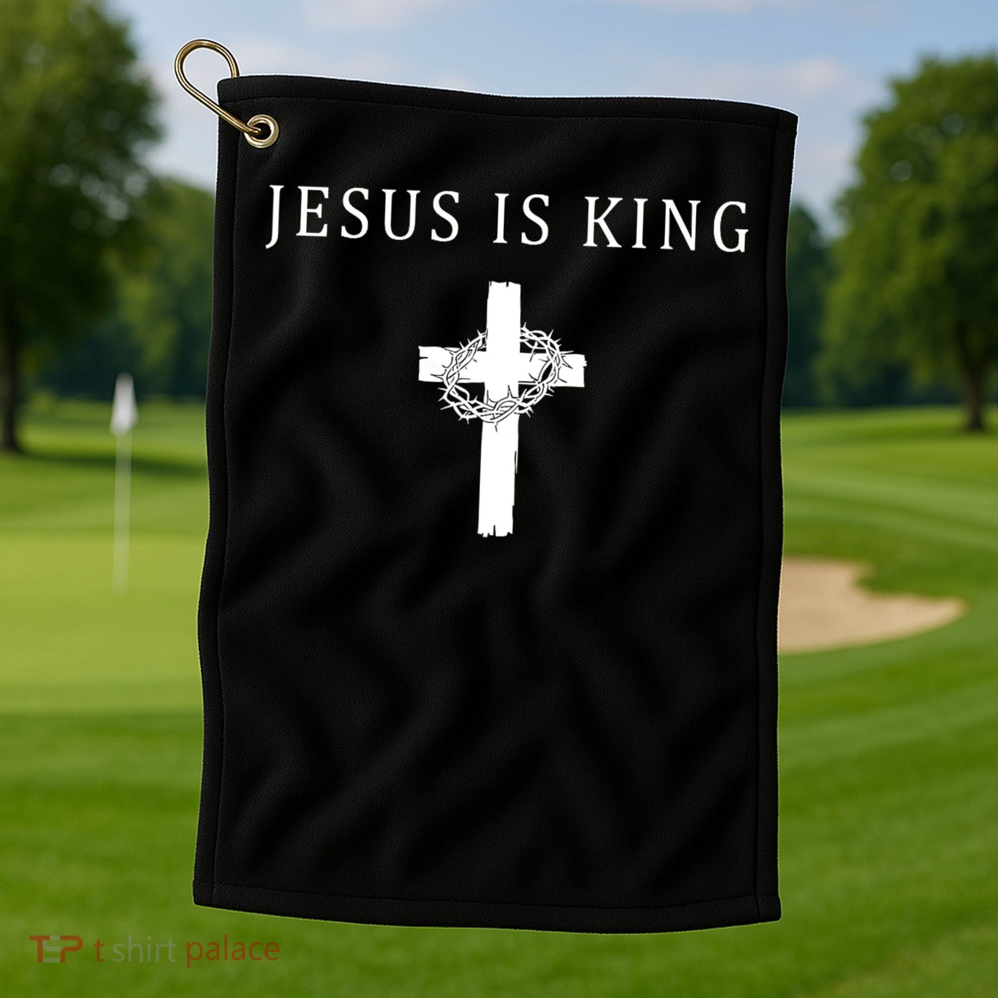 Jesus Is King Christian Religious Cross Faith Golf Towel