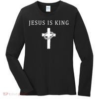 Jesus Is King Christian Religious Cross Faith Women's Long Sleeve Shirt thumb 0