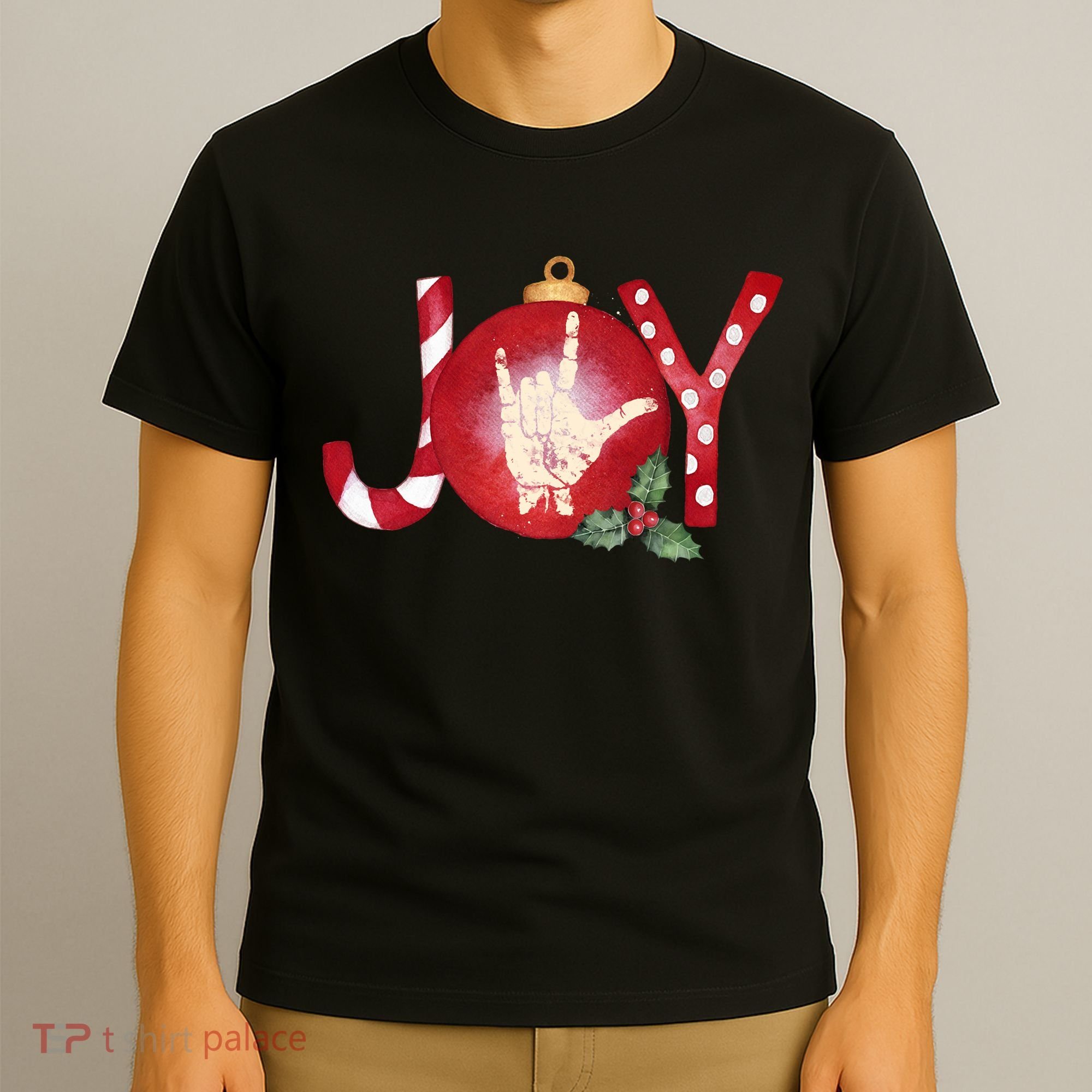 Joy I Love You Asl Hand Christmas Ornament Long Sleeve T-Shirt