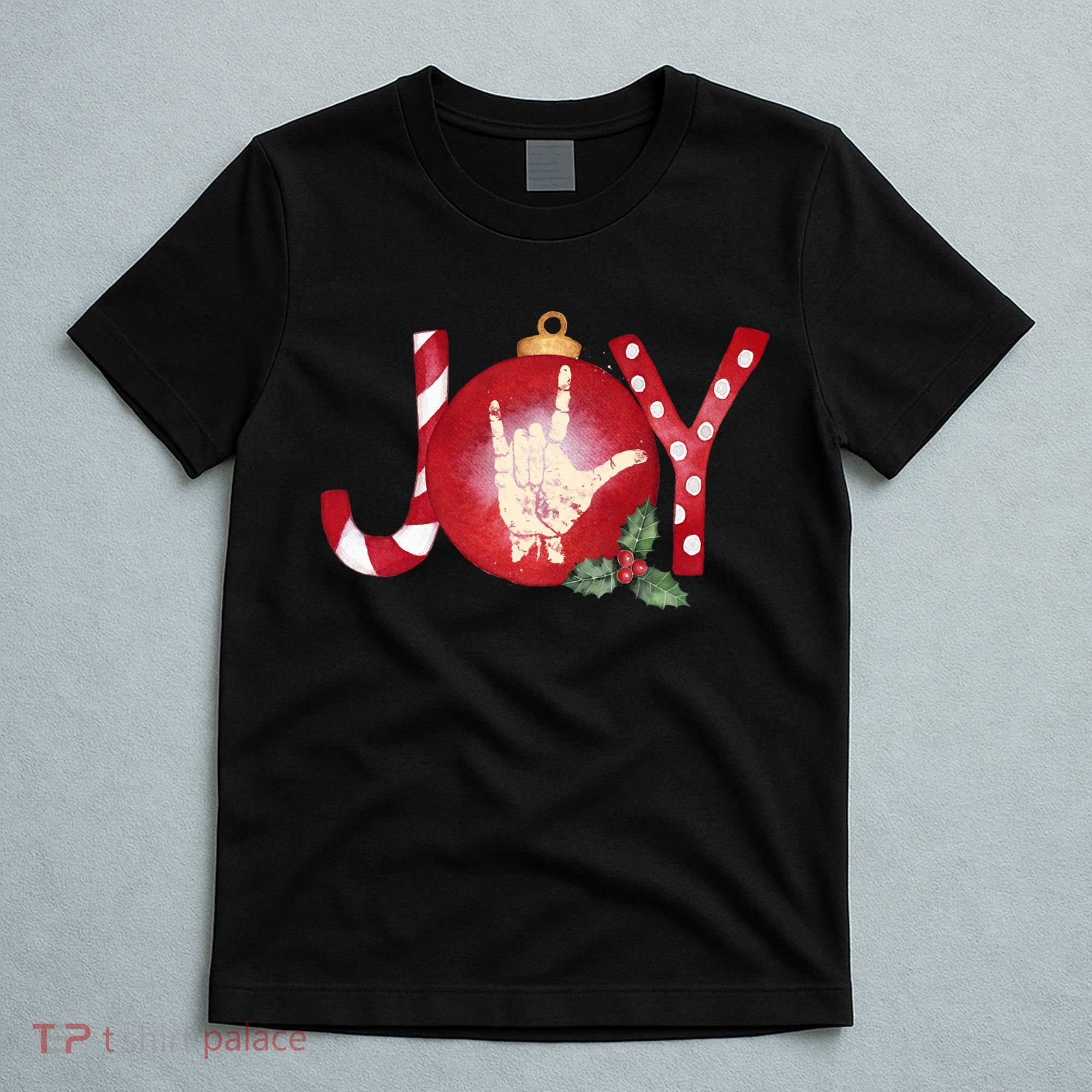 Joy I Love You Asl Hand Christmas Ornament Long Sleeve T-Shirt