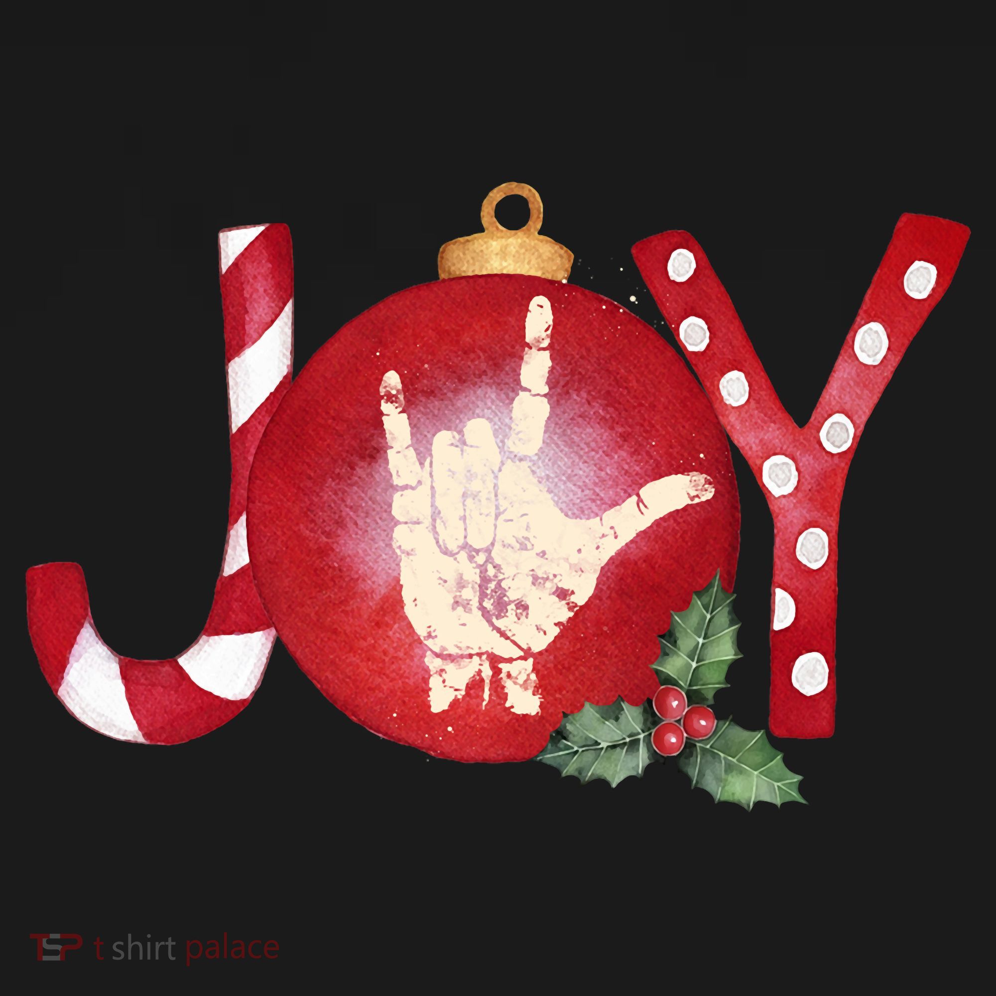 Joy I Love You Asl Hand Christmas Ornament Long Sleeve Women's Tank Top