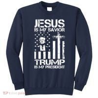 Jesus Is My Savior Trump Is My President Trump American Flag Sweatshirt thumb 0