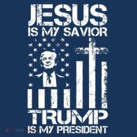 Jesus Is My Savior Trump Is My President Trump American Flag T-Shirt thumb 7
