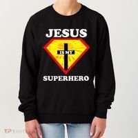Jesus Is My Superhero Cute Powerful Christian Gift American Women's Sweatshirt thumb 0
