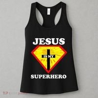 Jesus Is My Superhero Cute Powerful Christian Gift American Women's Tank Top thumb 3