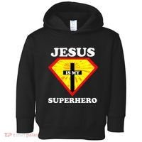 Jesus Is My Superhero Cute Powerful Christian Gift American Toddler Hoodie thumb 0