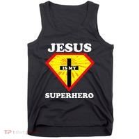 Jesus Is My Superhero Cute Powerful Christian Gift American Tank Top thumb 0