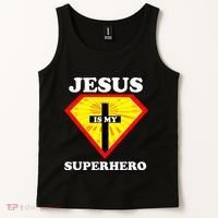 Jesus Is My Superhero Cute Powerful Christian Gift American Tank Top thumb 2