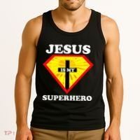 Jesus Is My Superhero Cute Powerful Christian Gift American Tank Top thumb 3