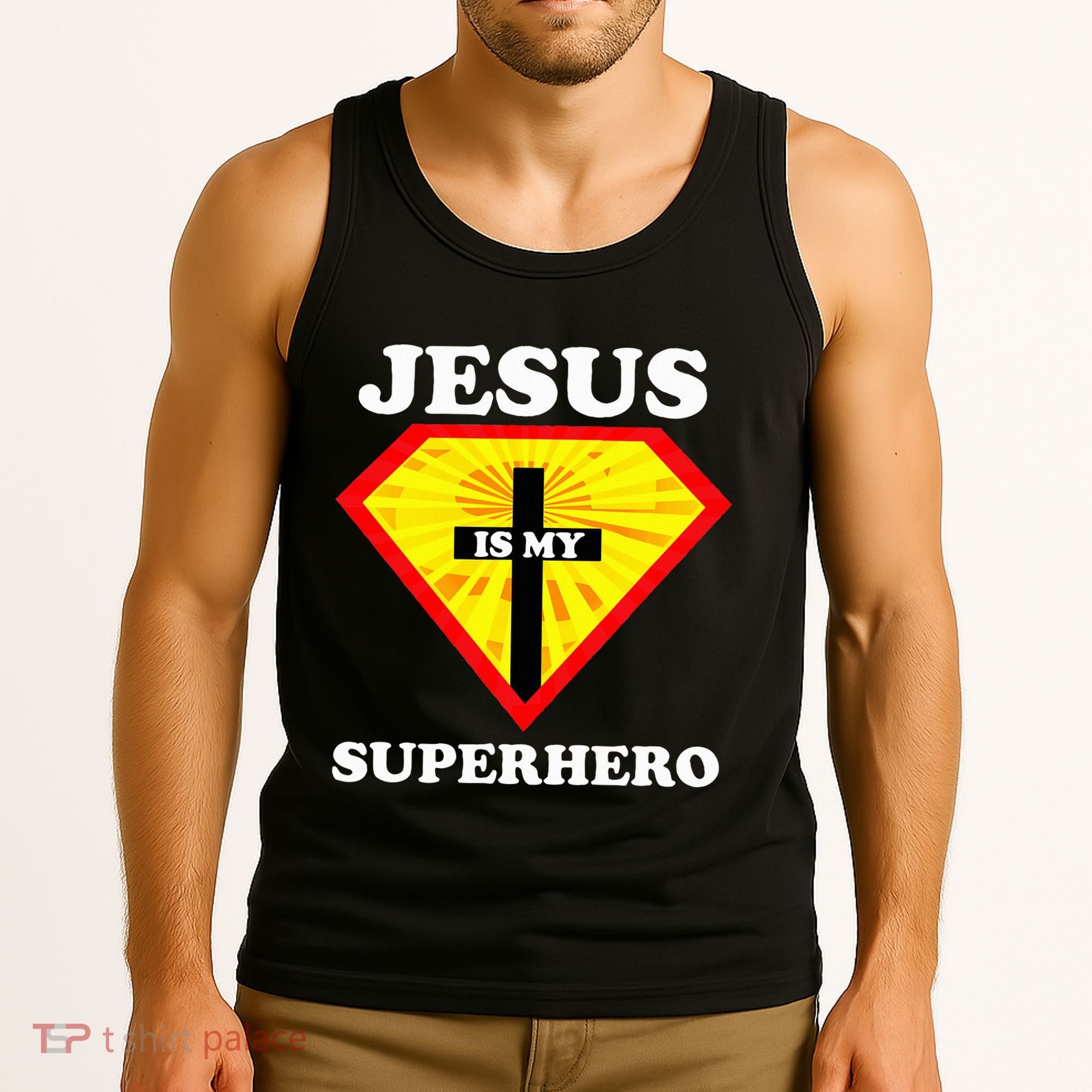 Jesus Is My Superhero Cute Powerful Christian Gift American Tank Top