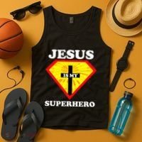Jesus Is My Superhero Cute Powerful Christian Gift American Tank Top thumb 4