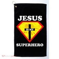 Jesus Is My Superhero Cute Powerful Christian Gift American Golf Towel thumb 0