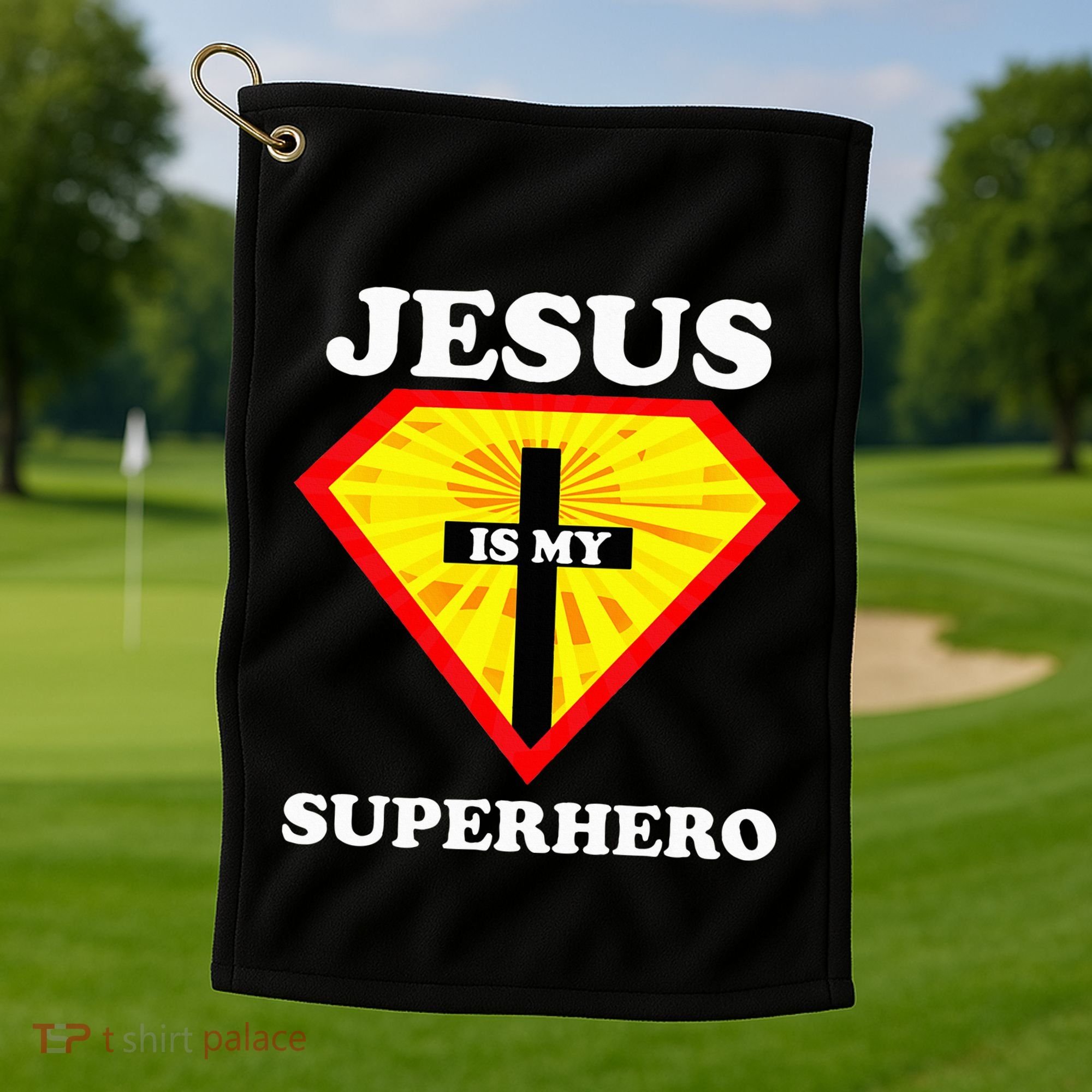 Jesus Is My Superhero Cute Powerful Christian Gift American Golf Towel