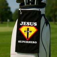 Jesus Is My Superhero Cute Powerful Christian Gift American Golf Towel thumb 2