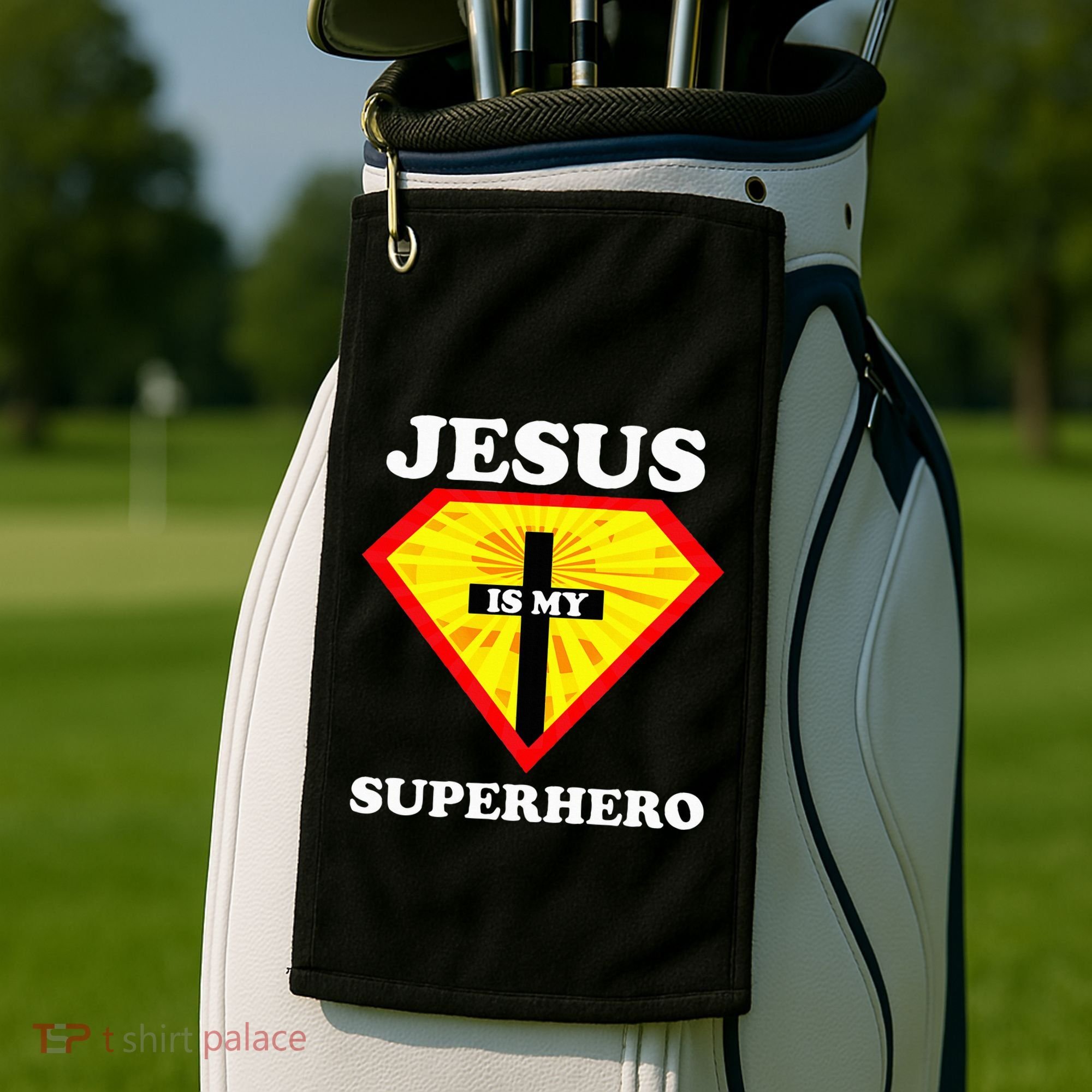Jesus Is My Superhero Cute Powerful Christian Gift American Golf Towel