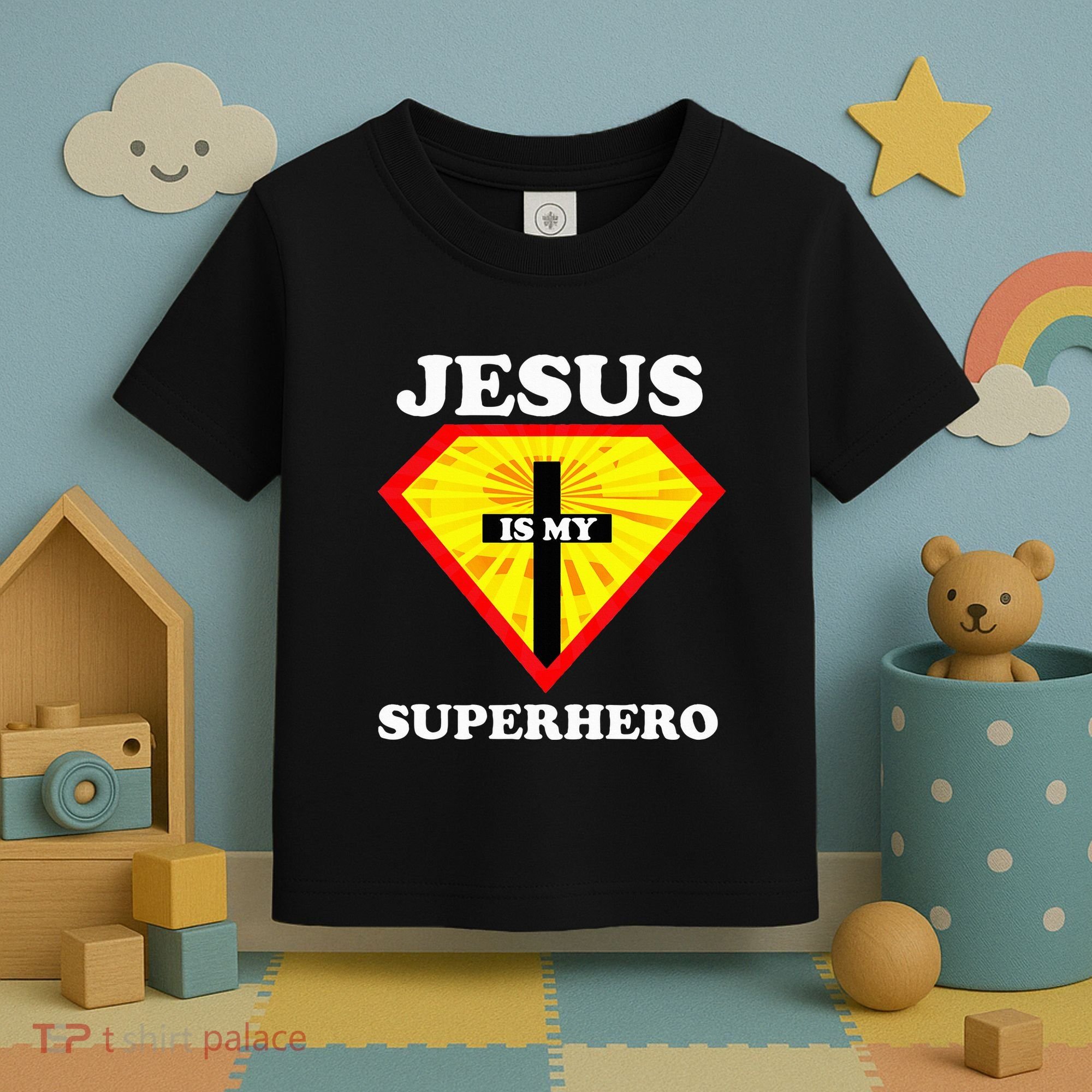 Jesus Is My Superhero Cute Powerful Christian Gift American Toddler T-Shirt