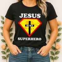 Jesus Is My Superhero Cute Powerful Christian Gift American Women's T-Shirt thumb 2