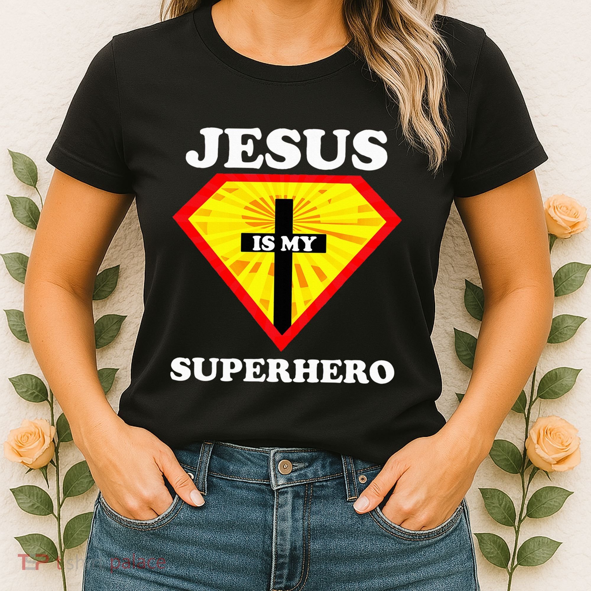 Jesus Is My Superhero Cute Powerful Christian Gift American Women's T-Shirt