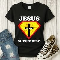 Jesus Is My Superhero Cute Powerful Christian Gift American Women's T-Shirt thumb 3